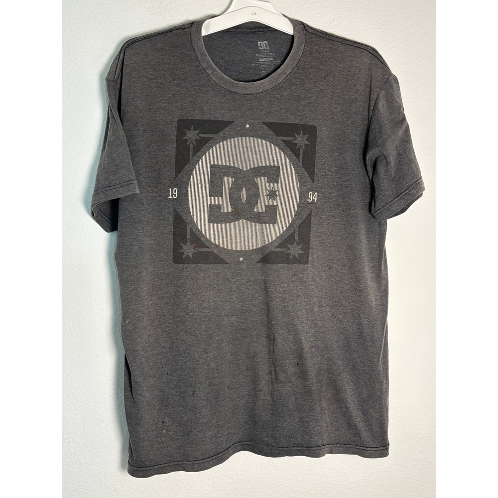 DC Shoes Mens Graphic T-Shirt Charcoal Gray Logo Skate Tee Size XL 1994 Print